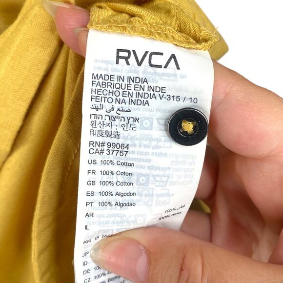 RVCA Landed Mustard Yellow Belted Button Down Dress SZ XL - Picture 10 of 10